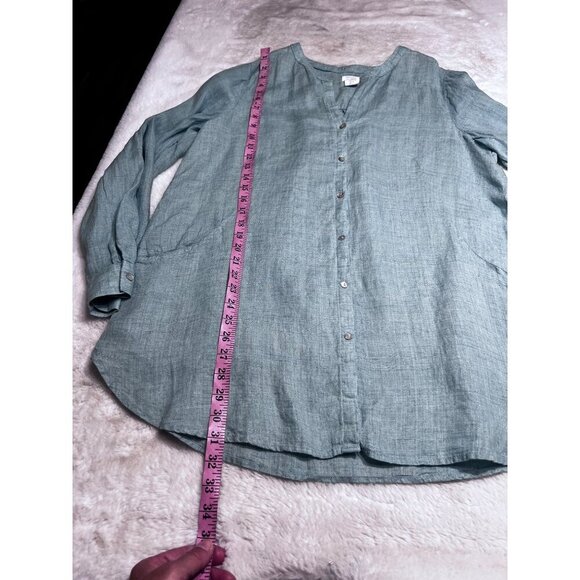 Sigrid Olsen mint linen button down blouse women size large - Picture 5 of 5